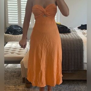 Francesca's Collections Orange Twist-Front Midi Dress size S Audrey Parks